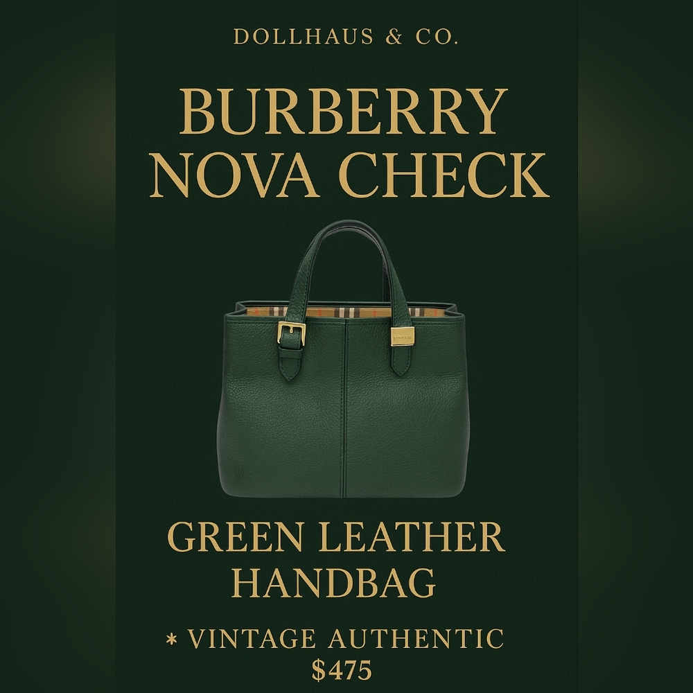 SOLD Burberry Nova Check Green Leather Handbag – Gold Hardware | Vintage